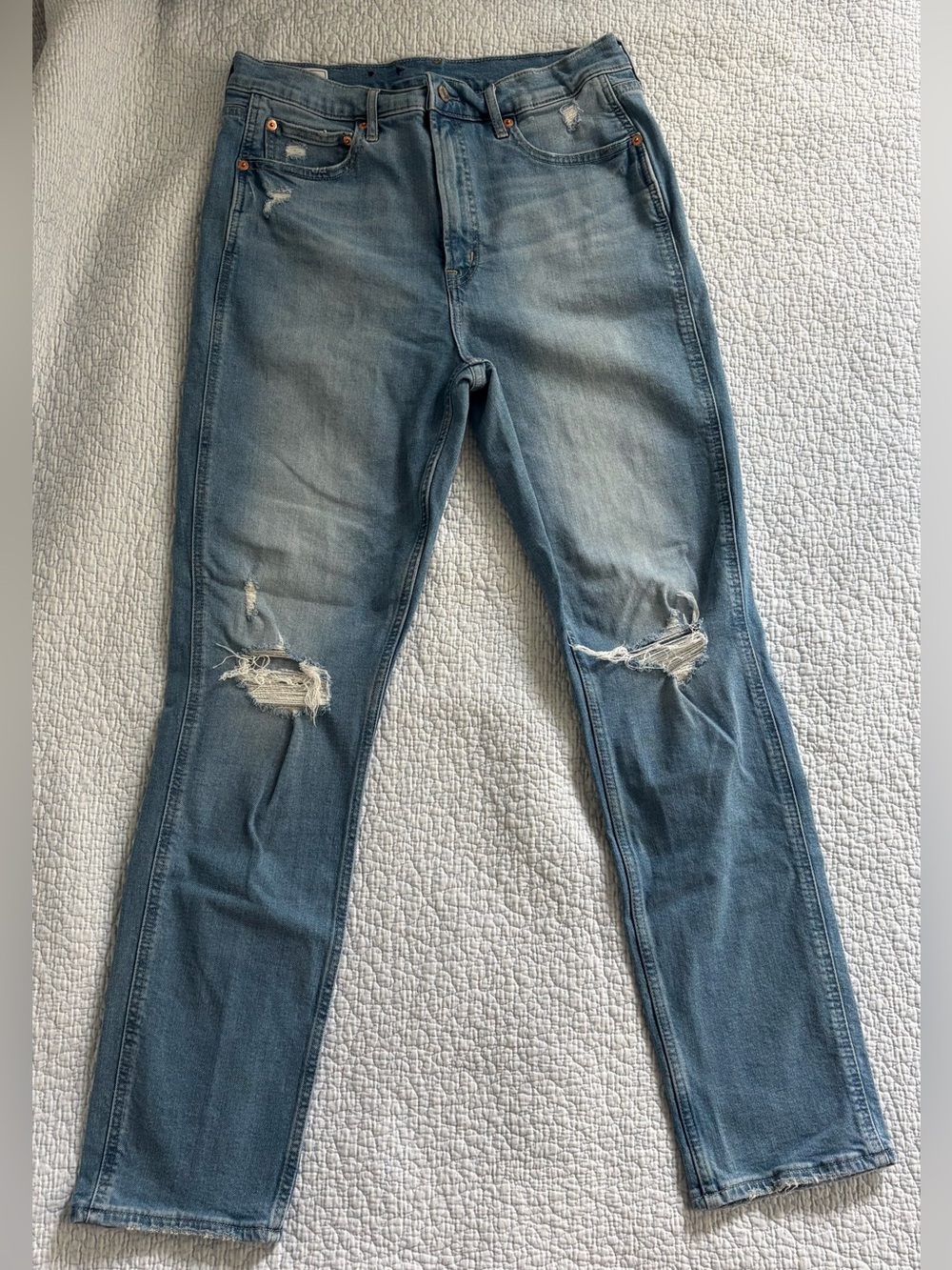 GAP Light Wash Distressed High-Rise Jeans Size 12 TALL